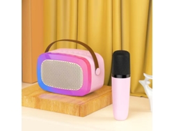 Micrófonos semi-inalámbricos profesionales con altavoz Bluetooth para juegos KTV y Koraoke - Rosa