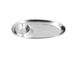 Plato para aperitivos de acero inoxidable, bandeja ovalada para servir con compartimentos divididos para aperitivos y condimentos, bandeja para mojar con compartimentos divididos,