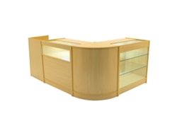 Conjunto de mostrador comercial Polaris | Arce | CM60 B900 K900 TB60 | MDF y vidrio templado | Estantes y Monstershop