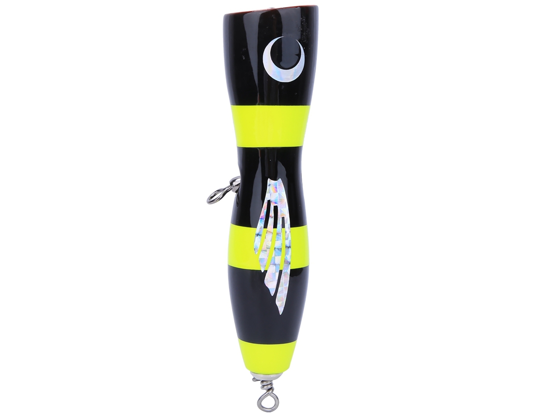 Danu26-señuelo Artificial Popper Grande De Madera Simulación Topwater Bait Para Pesca En Mar Tackle Negro Amarillo