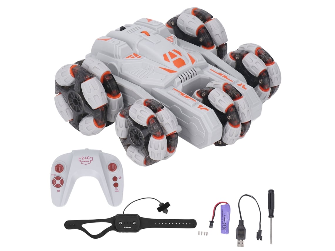 2026-coche De Control Remoto Stunt 2.4ghz Con Sensor De Gestos 360° Giratorio Luces 5 Ruedas Juguete Gris