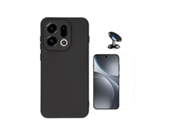 Kit Vidro Clearglass Capa Silicone Líquido Suporte Magnético Phonecare Para Oppo Find X9 - Preto
