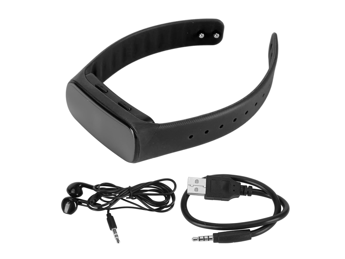 Reloj grabador de voz HD con reducción activa de ruido, reproductor de MP3, pulsera digital, 16 g, negro