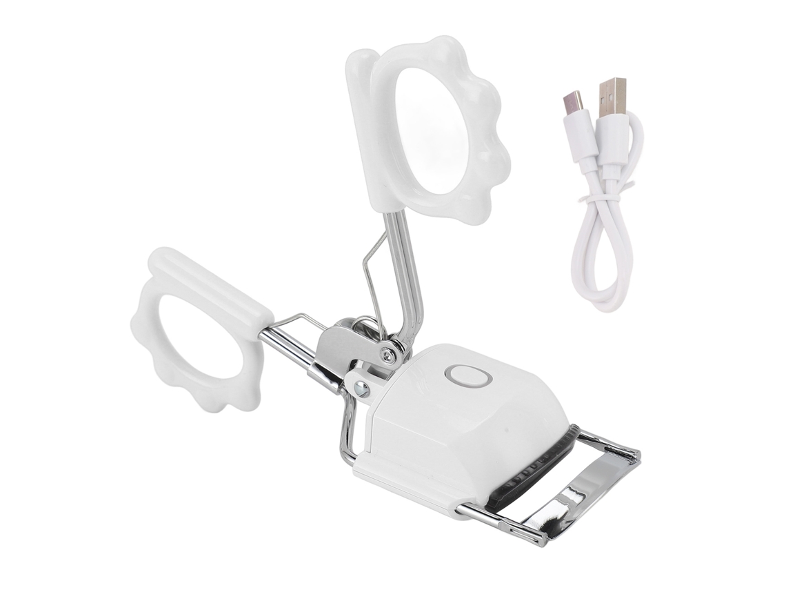 Rizador De Pestañas Caliente Recargable Con Usb-c, 2 Modos, Anti Quemaduras, Portátil, Blanco, Envase En Inglés Neutro