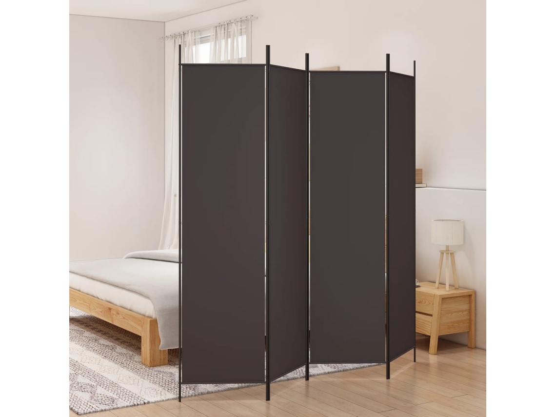 Biombo/separador | Biombo, con 4 paneles de 200 x 200 cm, tela marrón Wsd816378 Adorável Casa