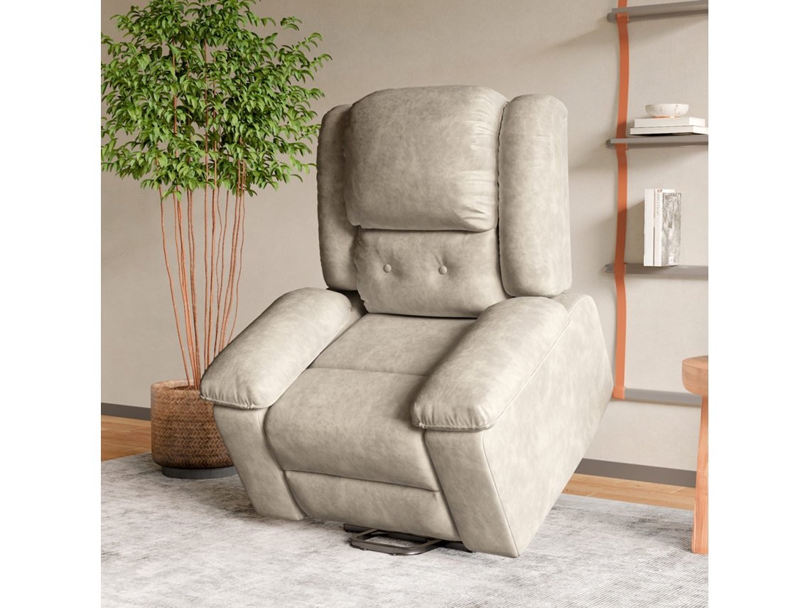 Silla De Masaje Eléctrica Simurq, Tela Marrón, 102x93x106cm, Butaca Reclinable Power Lift Con Calefacción Para Salón, Diseño Premium