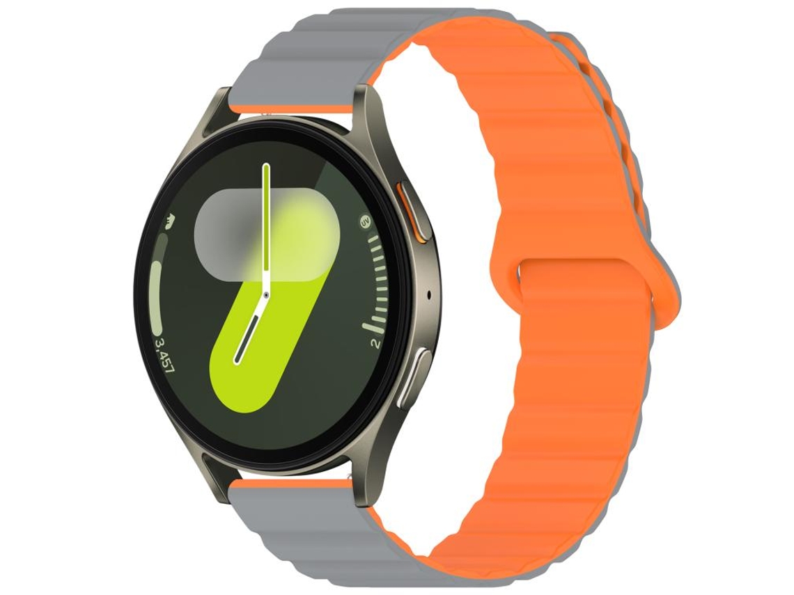Bracelete Para Samsung Galaxy Watch 7/6/5/fe - Silicone Brilhante Magnético Loop - Cinza Laranja