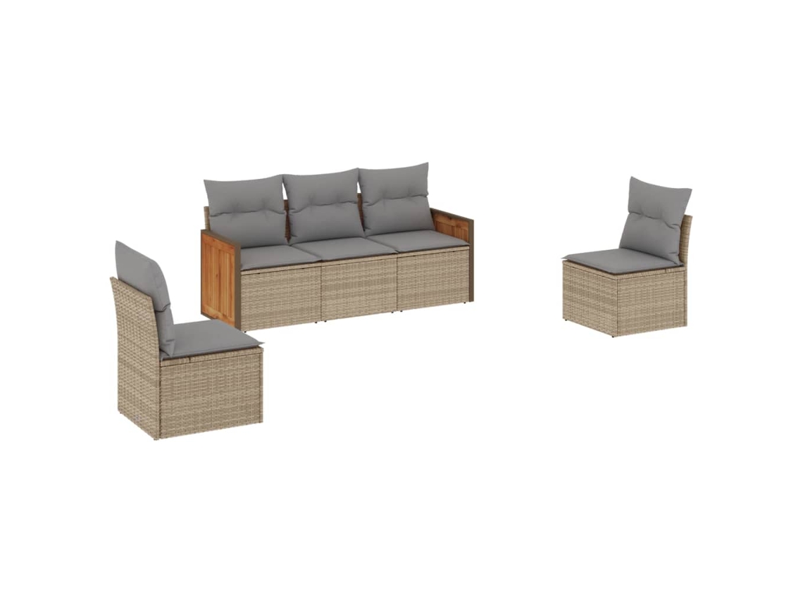 Maison Exclusive - Juego De Sofás Jardín Con Cojines 5 Pzas Ratán Sintético Beige