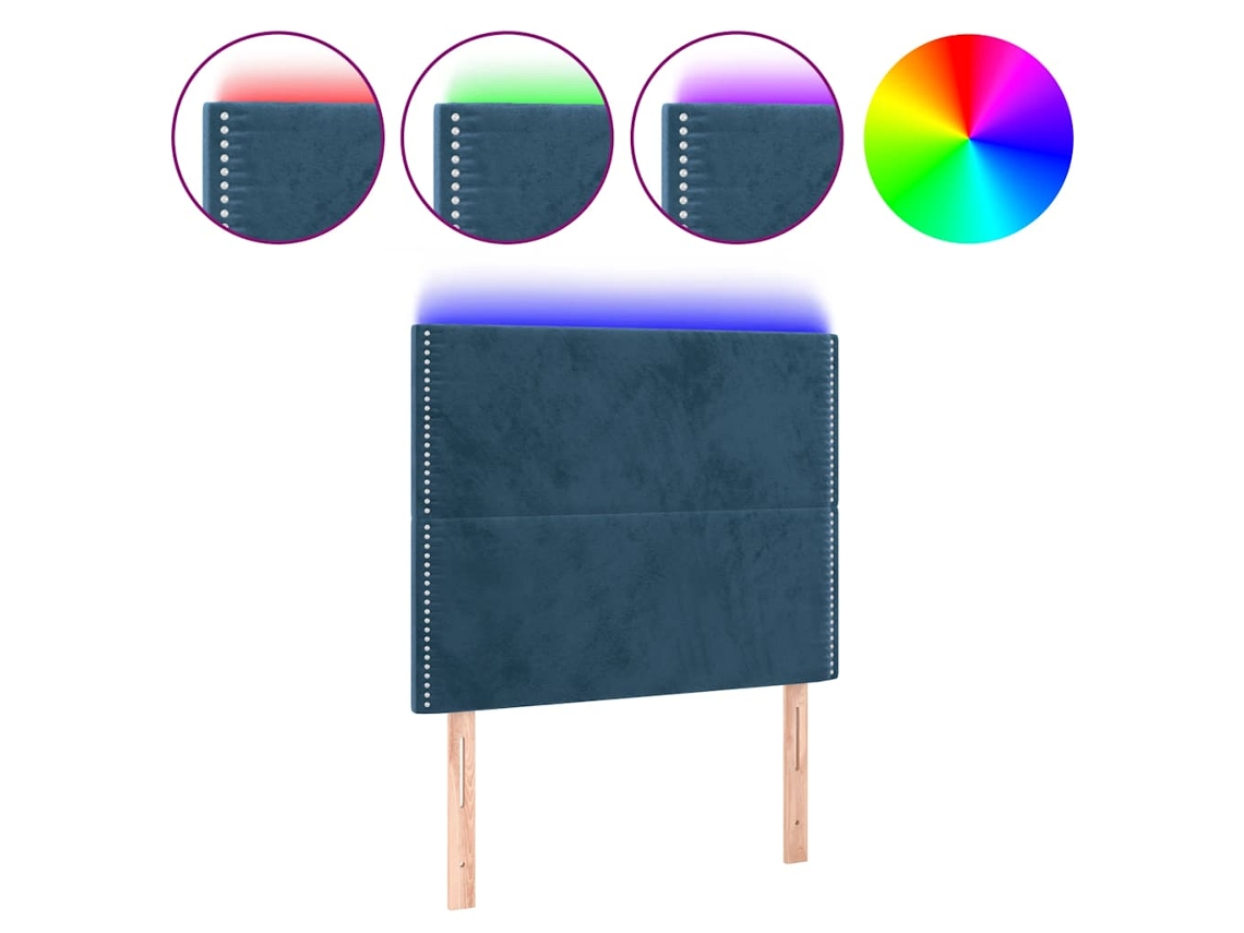 Maison Exclusive - Cabecero Con Luces Led Terciopelo Azul Oscuro 100x5x118/128 Cm