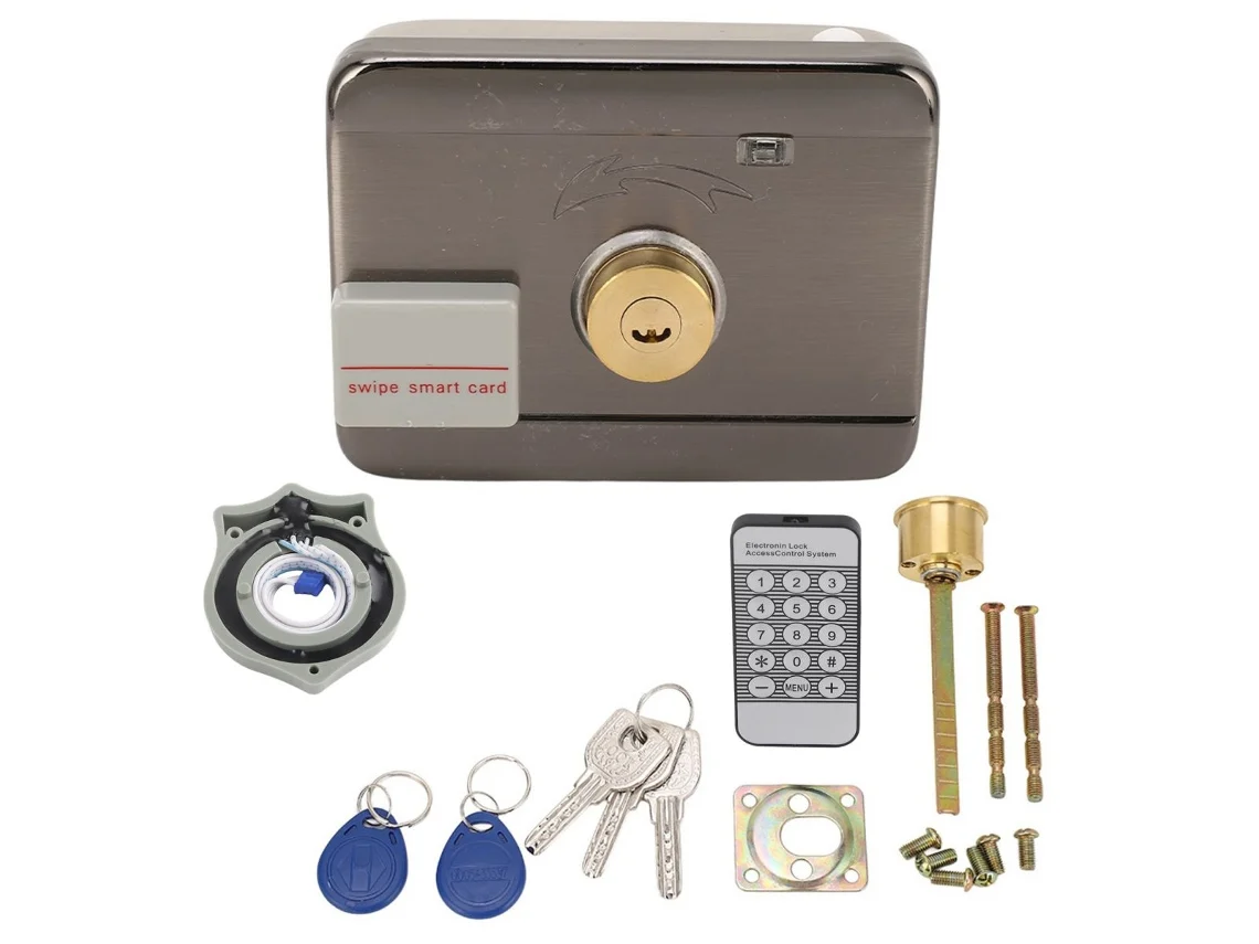 Cerradura electrónica eléctrica, sistema de seguridad con control de acceso, alta protección antirrobo, diseño mecánico ajustable, modo de funcionamiento automático.