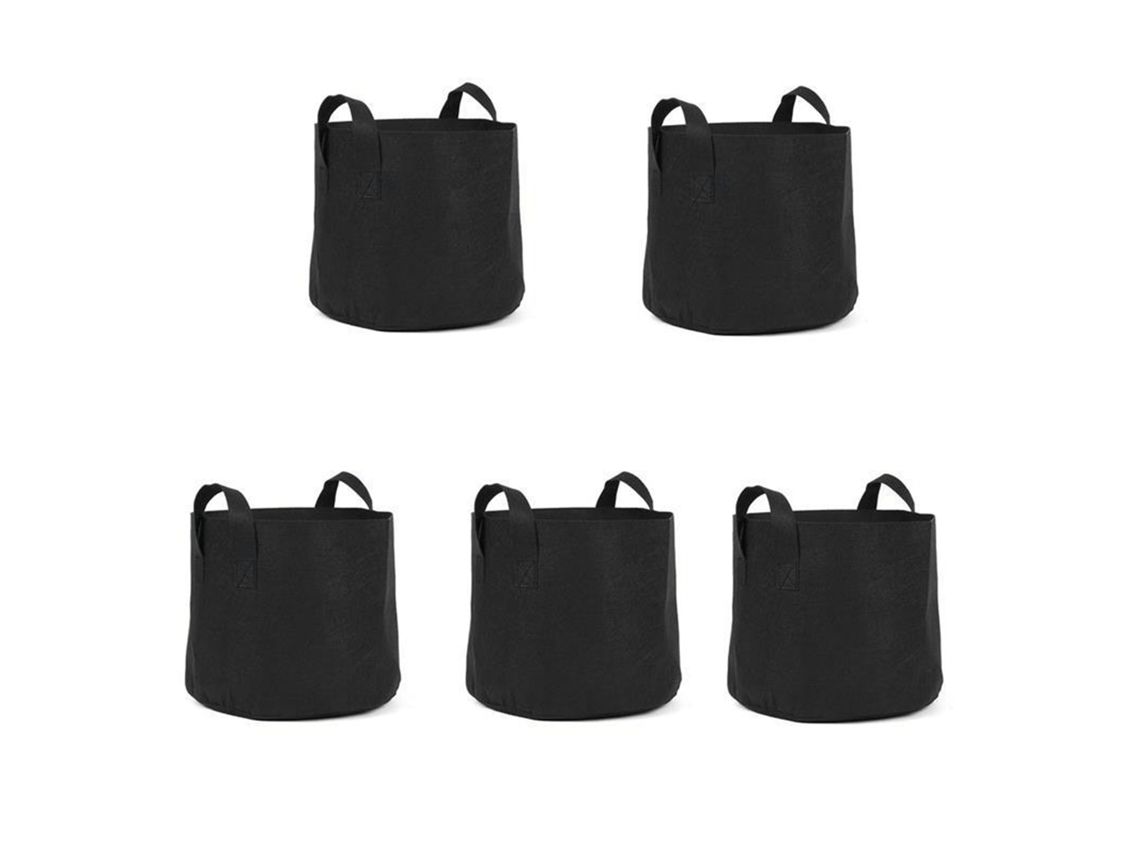 5 Bolsas De Cultivo De 5 Galones, Macetas De Tela Transpirable Con Asas, Color Negro.