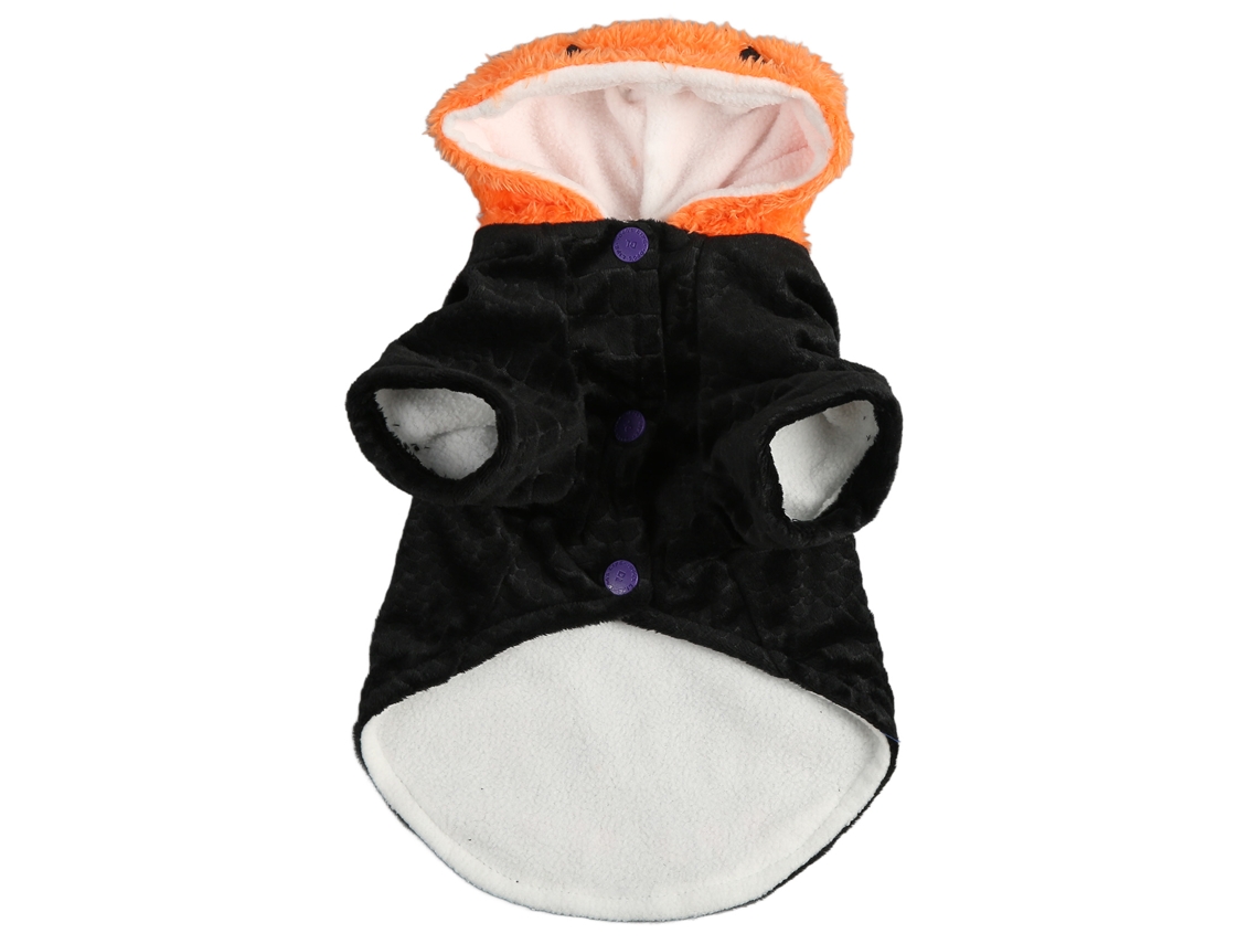 2026altiro-abrigo De Peluche Para Perro Y Gato Con Capucha De Calabaza Halloween Diseño De Murciélago Demonio Relleno Espesorado Talla M Negro
