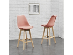 Conjunto de Cadeiras de Jantar [EN.CASA] Lublin Pink (Couro sintético, Faia - 105 x 48 x 58 cm)