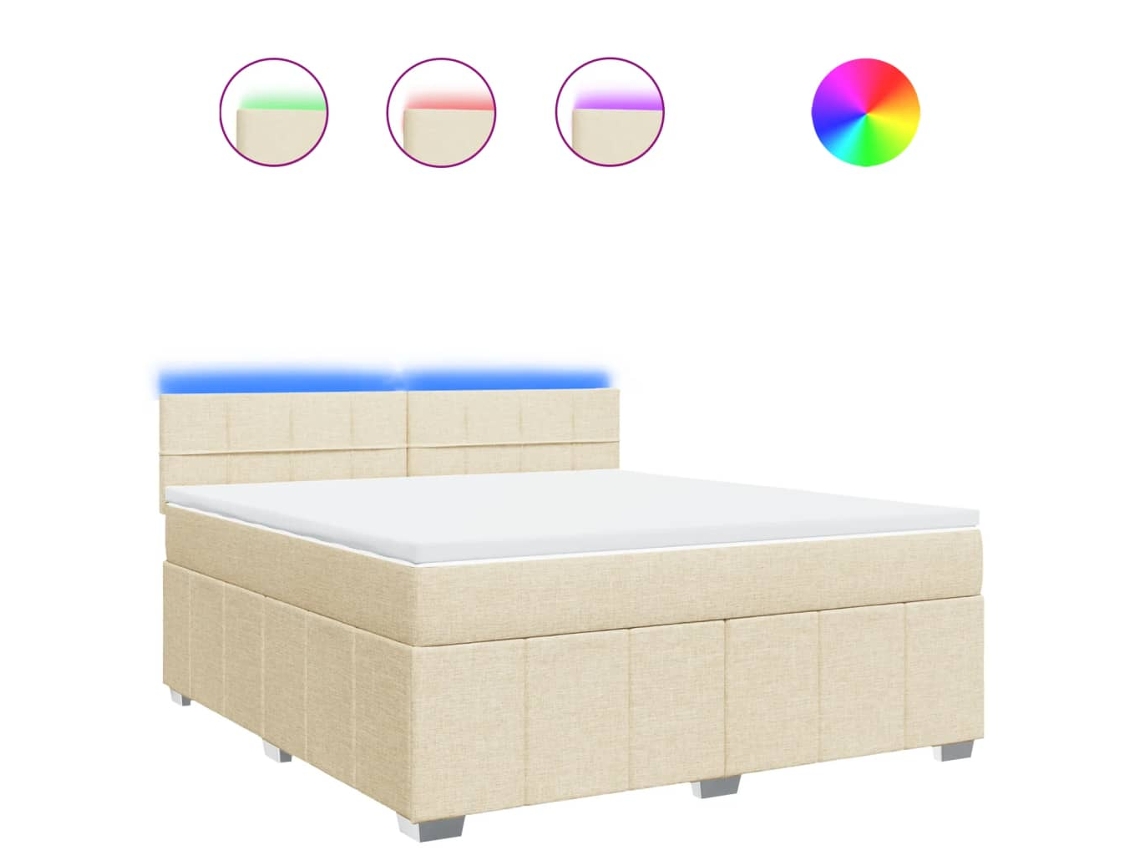 Maison Exclusive - Cama Box Spring Con Colchón Tela Color Crema 180x200 Cm