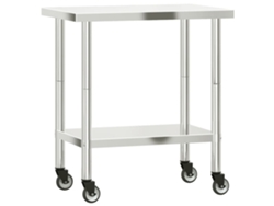 Mesa de Trabajo de Cocina con Ruedas MAISON EXCLUSIVE en Acero Inoxidable 82,5x55x85 cm