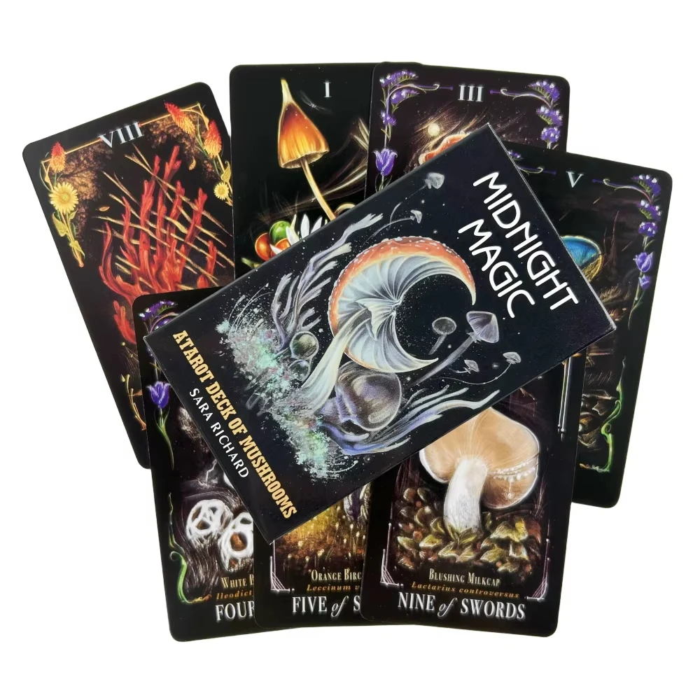Cartas Del Tarot Del Hongo Mágico De Medianoche, 78 Cartas, Oráculo, Versión En Inglés, Tablero De Juego De Adivinación