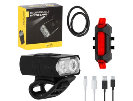 Kit de Luces Delanteras y Traseras para Bicicletas, Iluminación Recargable por USB para Bicicletas.