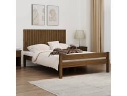 Cabecero Cama Pared Madera Maciza Pino Marrón Miel 140x3x60 Cm