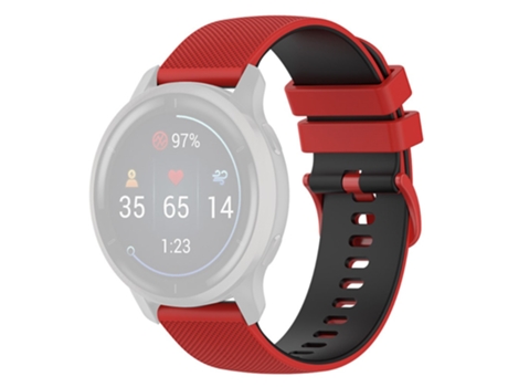 Correa de Silicona textura de cuadrícula de 20mm de dos colores para Garmin Venu2 Plus/Venu Sq/Vivomove - rojo/negro