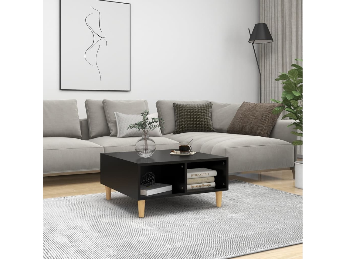 Mesa de Centro de Apoyo 60X60X30 Cm Contrachapado Negro