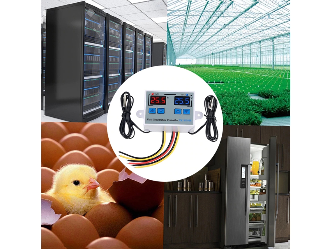 Controlador De Temperatura Digital Dual Xk-w1088 Con 2 Relés, Pantalla Led, Control De Calefacción Y Refrigeración, Ac110-220v