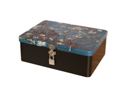 Caja de almacenamiento de hierro vintage con cerradura