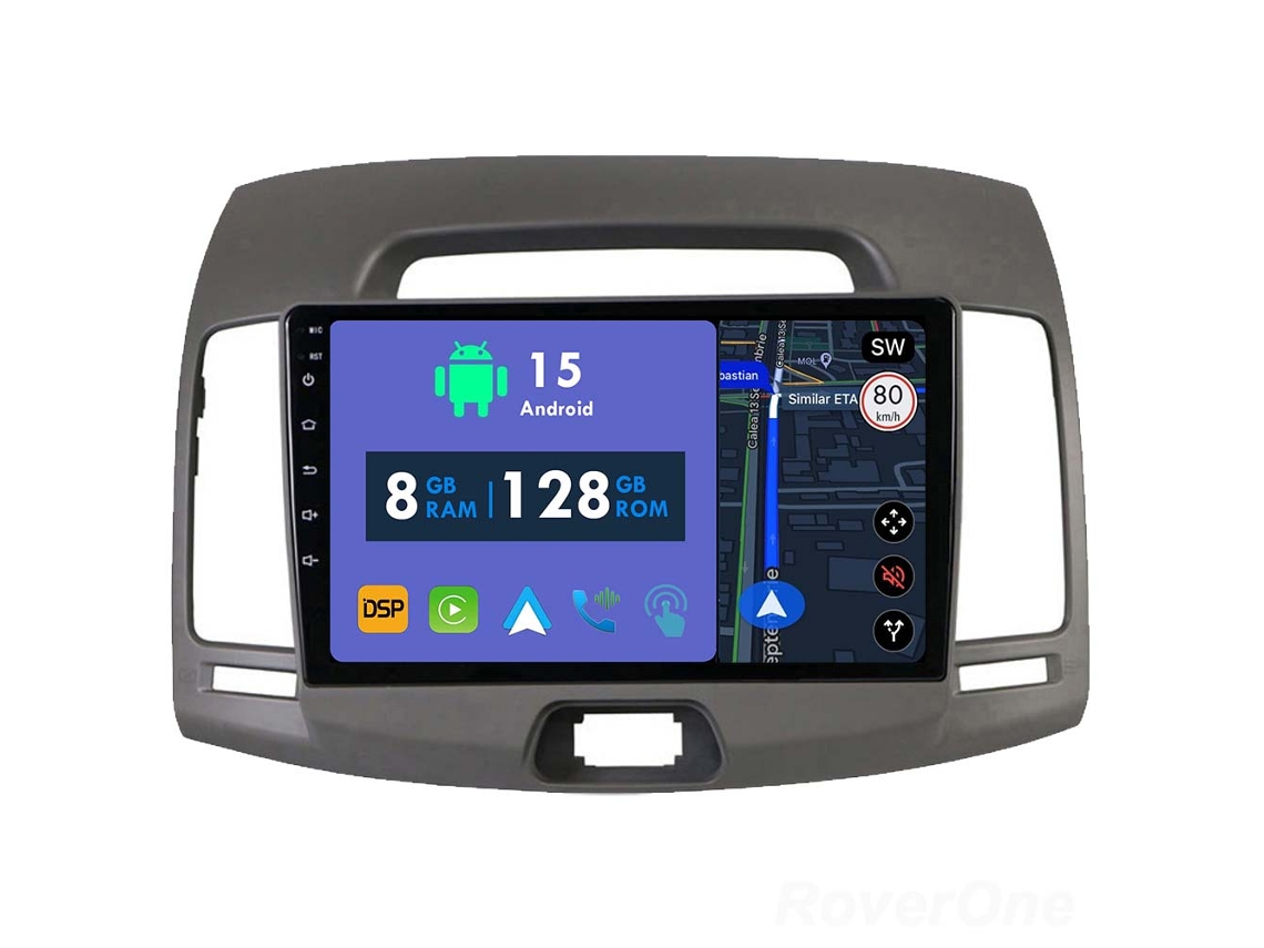 Coche Radio Android Auto Autoradio 8GB RAM 128G ROM CarPlay Navegación GPS Pantalla Táctil RoverOne para Hyundai Elantra 4 HD 2006 - 2012 