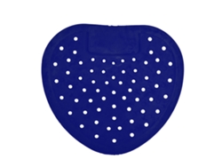 Desodorante azul antisalpicaduras para urinarios con agujeros grandes.