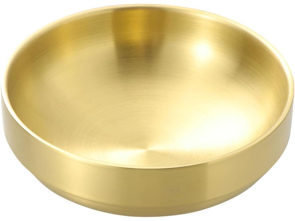 Tazón De Afeitar De Acero Inoxidable Dorado Para Hombre - Base Estable Y Diseño Redondeado - Fácil De Guardar