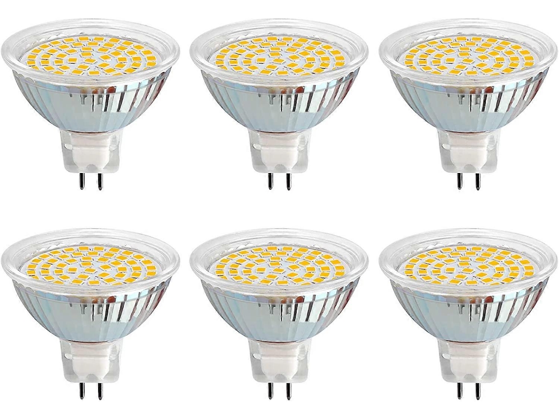 Rebe-6pcs Bombilla Led Gu5.3 12v 3w 6000k 300lm A+ Equivalente 30w Foco Empotrado Mr16 Ac/dc 12v 50mm
