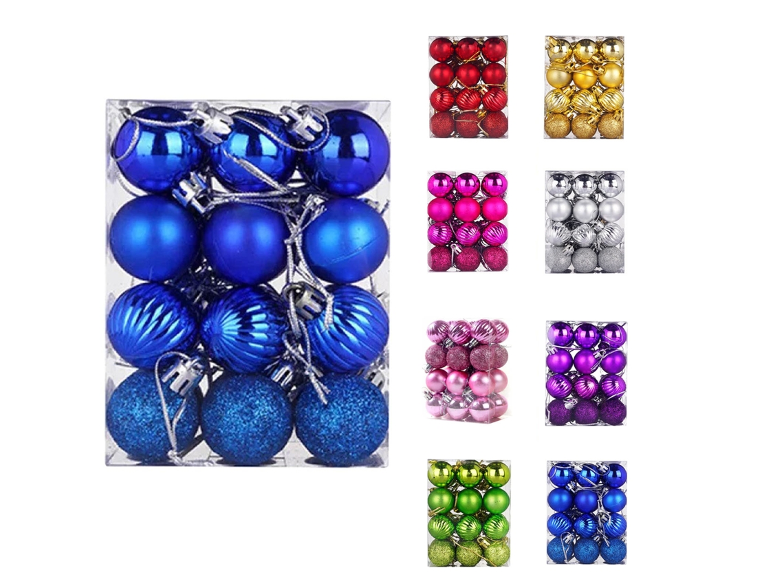 Juego de 24 bolas navideñas de 3 cm, color plateado