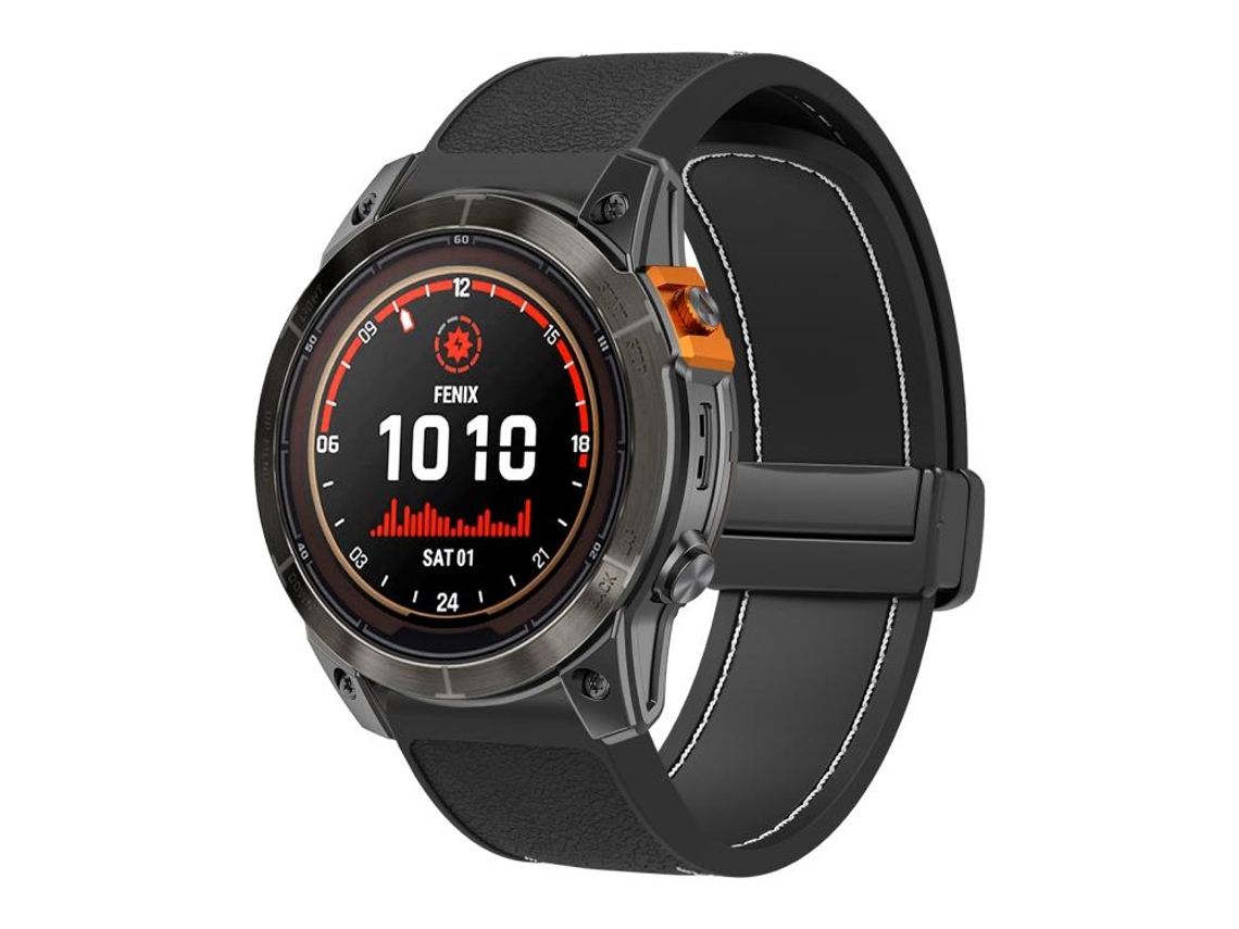 Bracelete Para Garmin (22mm) - Silicone Dobrável - Fivela Magnética - Liberação Rápida Preto E Branco