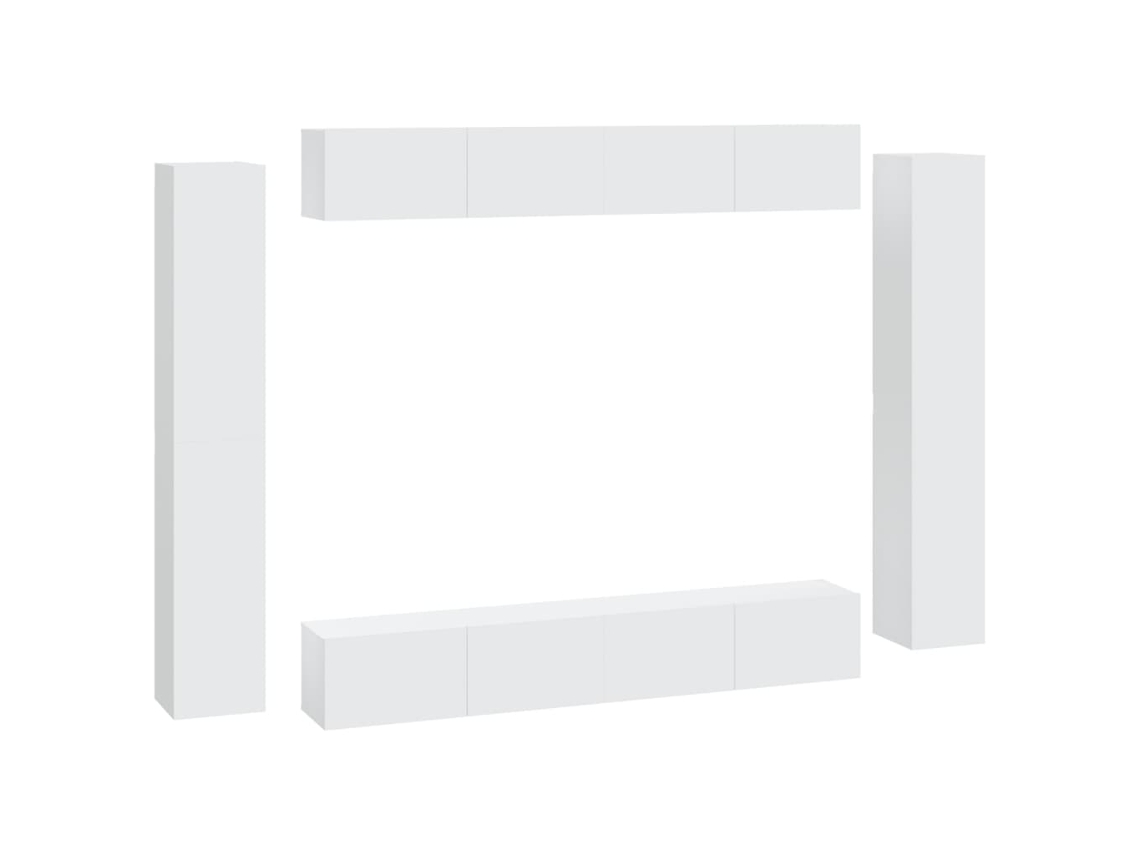Maison Exclusive - Set De Muebles Para Tv 8 Piezas Madera Contrachapada Blanco