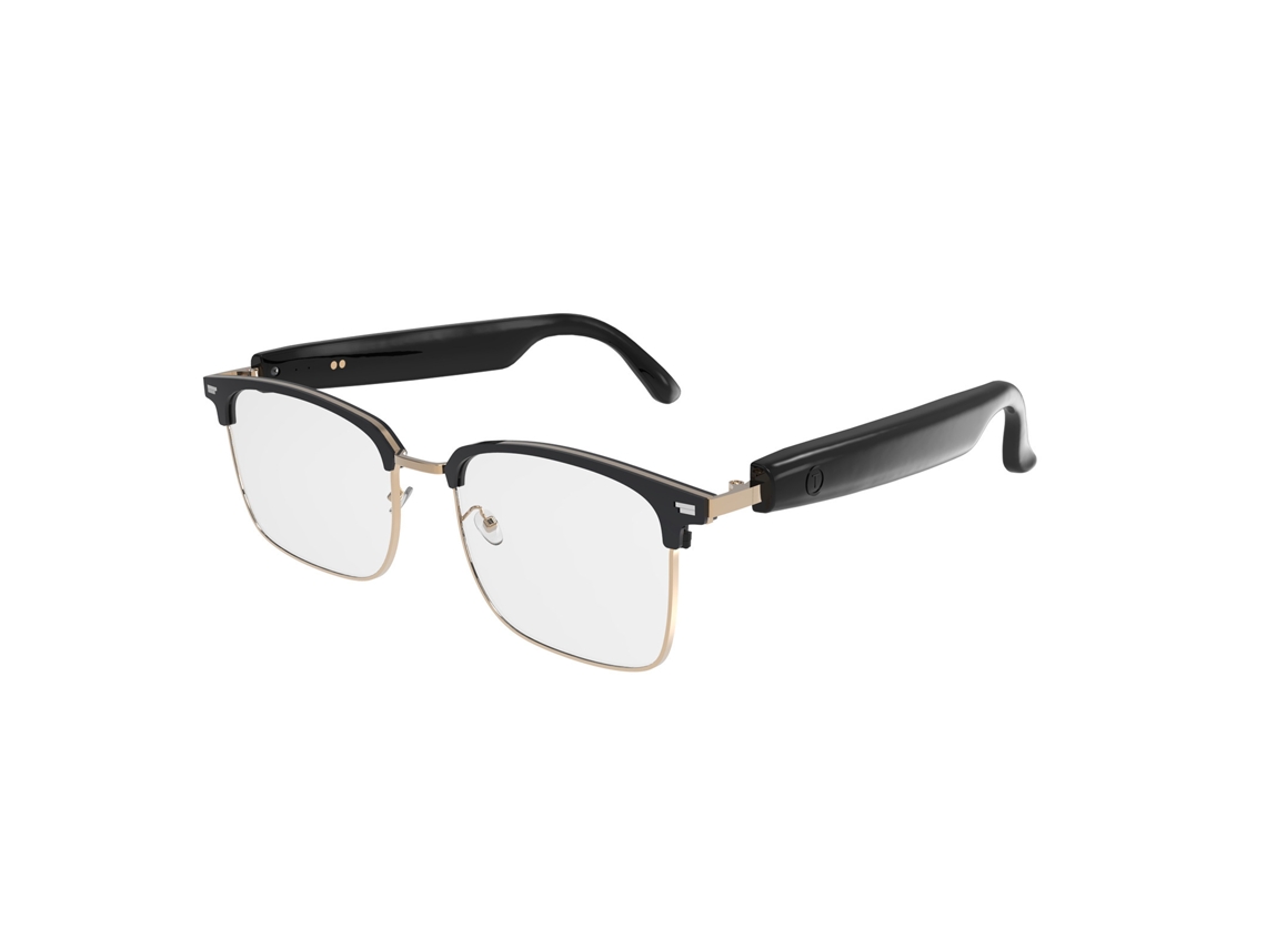 Gafas inteligentes Chrui GS13, auriculares Bluetooth inteligentes con llamadas táctiles y cambio de color (negro dorado)