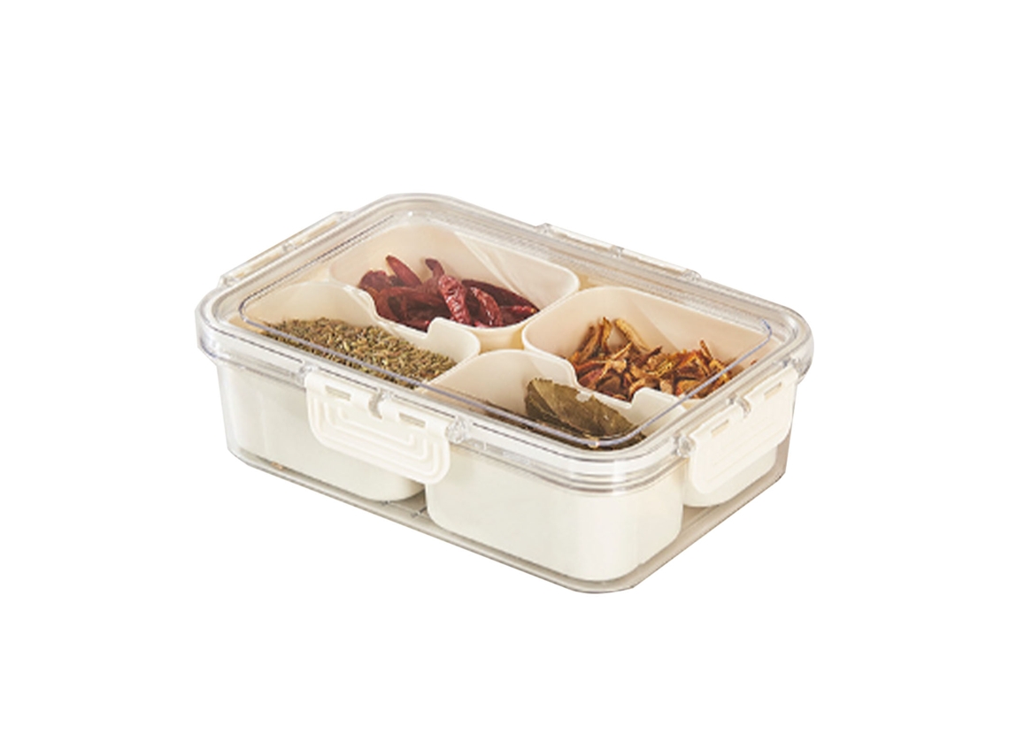 Caja De Almacenamiento De Plástico Con 4 Compartimentos Para Alimentos Refrigerados, Verduras, Frutas Y Especias.