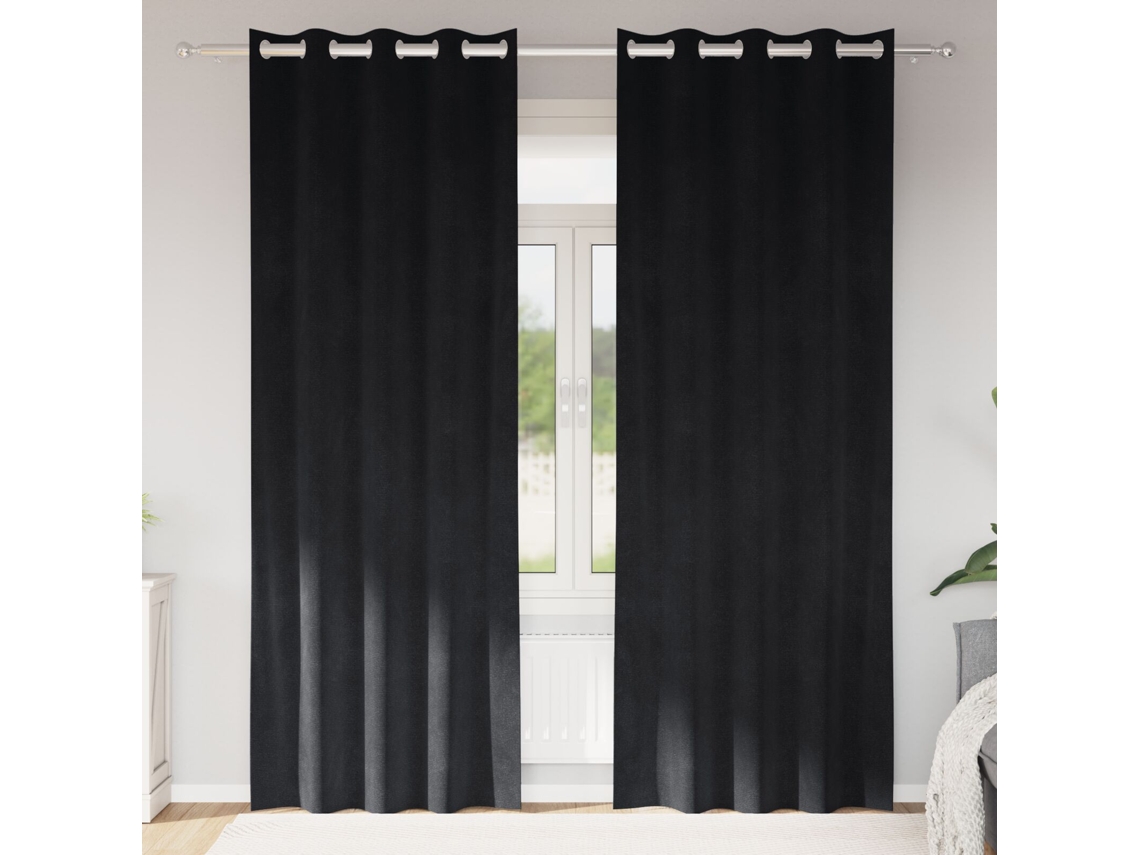 Cortinas Blackout Con Ojales 2 Pcs De Terciopelo Negro
