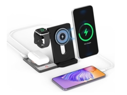 Estación de carga inalámbrica sin cables 3 en 1 de 15 W para iPhone 15 14 13 12 11 Pro Max/X/8, iWatch Ultra 8 7 6 5 4 3 2, AirPods Pro CHRONUS