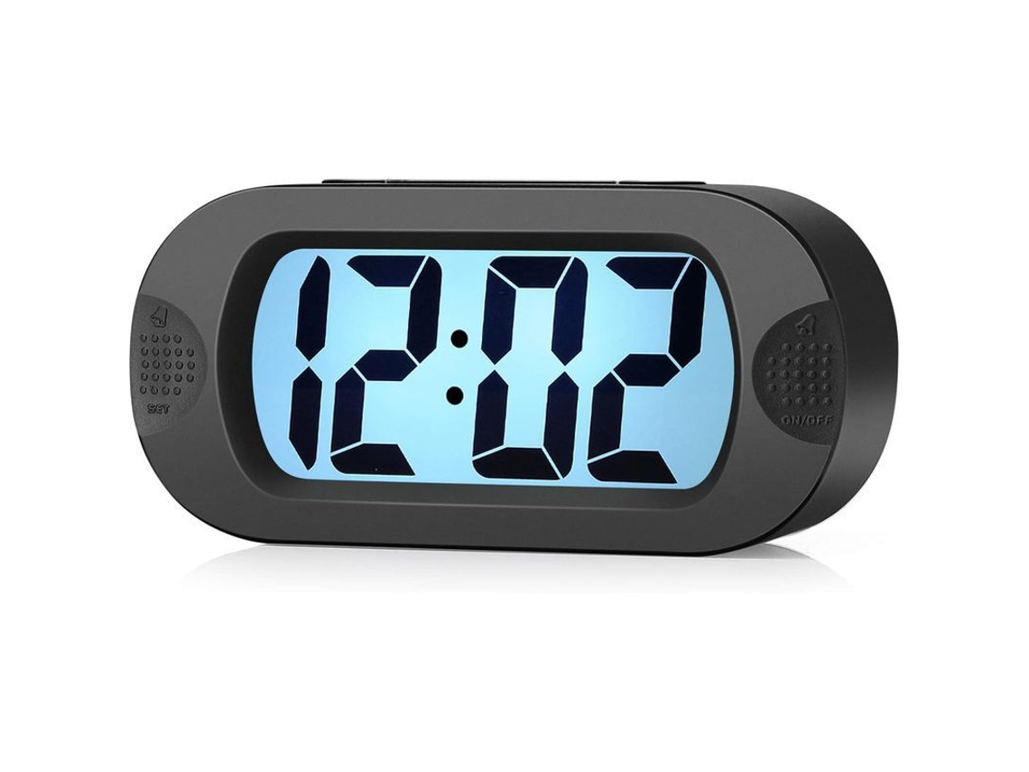 2026-reloj Despertador Digital Silicona Pantalla Lcd Grande Con Luz Y Snooze Baterías Negro