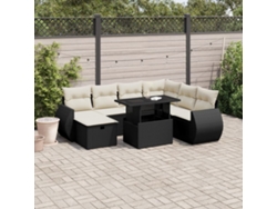 Conjunto de 8 sofás de jardín con cojines de mimbre sintético negro, Dkd Home Decor