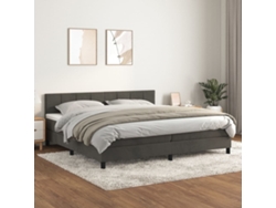 Cama Box Spring Con Colchón Terciopelo Gris Oscuro 200x200 Cm