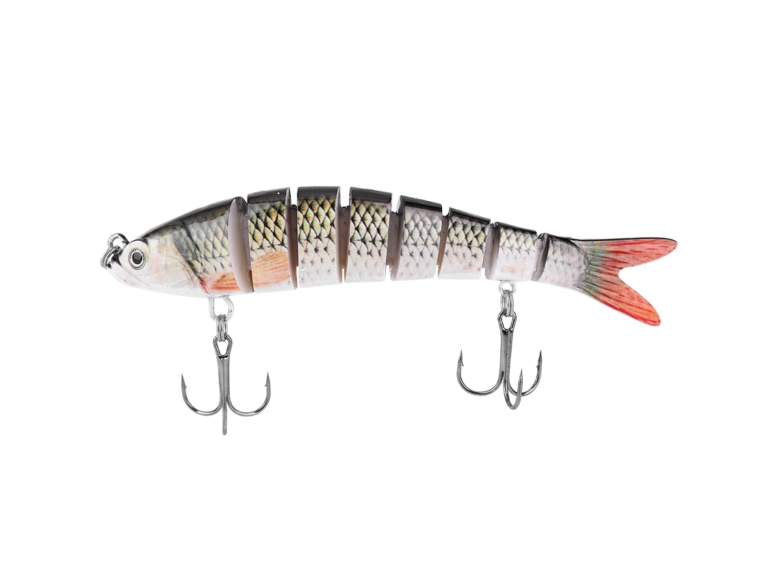 Isca De Pesca Plástica Dura 13.7cm 8 Seções Sinking Wobbler Com Anzóis Para Bass Jm034-1