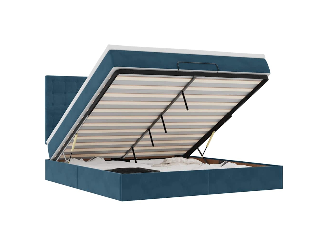 Maison Exclusive - Estructura De Cama Otomana Colchones Terciopelo Azul Oscuro