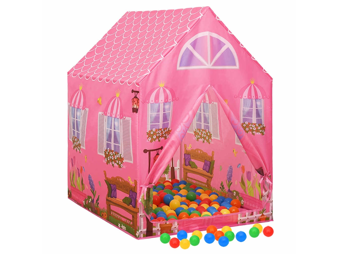 Tienda de juegos infantil con 250 pelotas, 69x94x104 cm, rosa