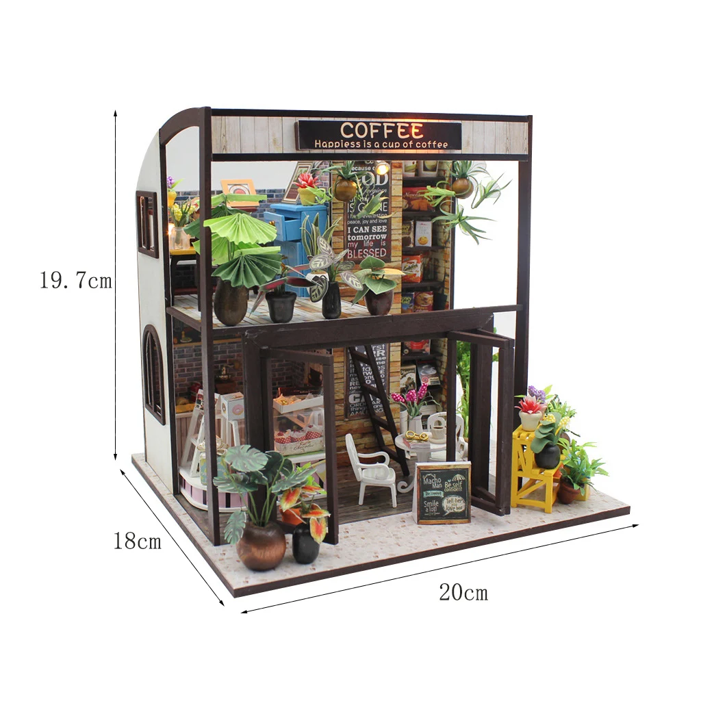 Kit De Bricolaje Para Casa De Muñecas De Madera 3d - Modelo En Miniatura "café Acogedor"