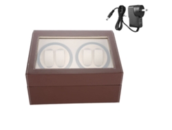 Estuche automático para 4 relojes, 6 compartimentos, motor silencioso, marrón