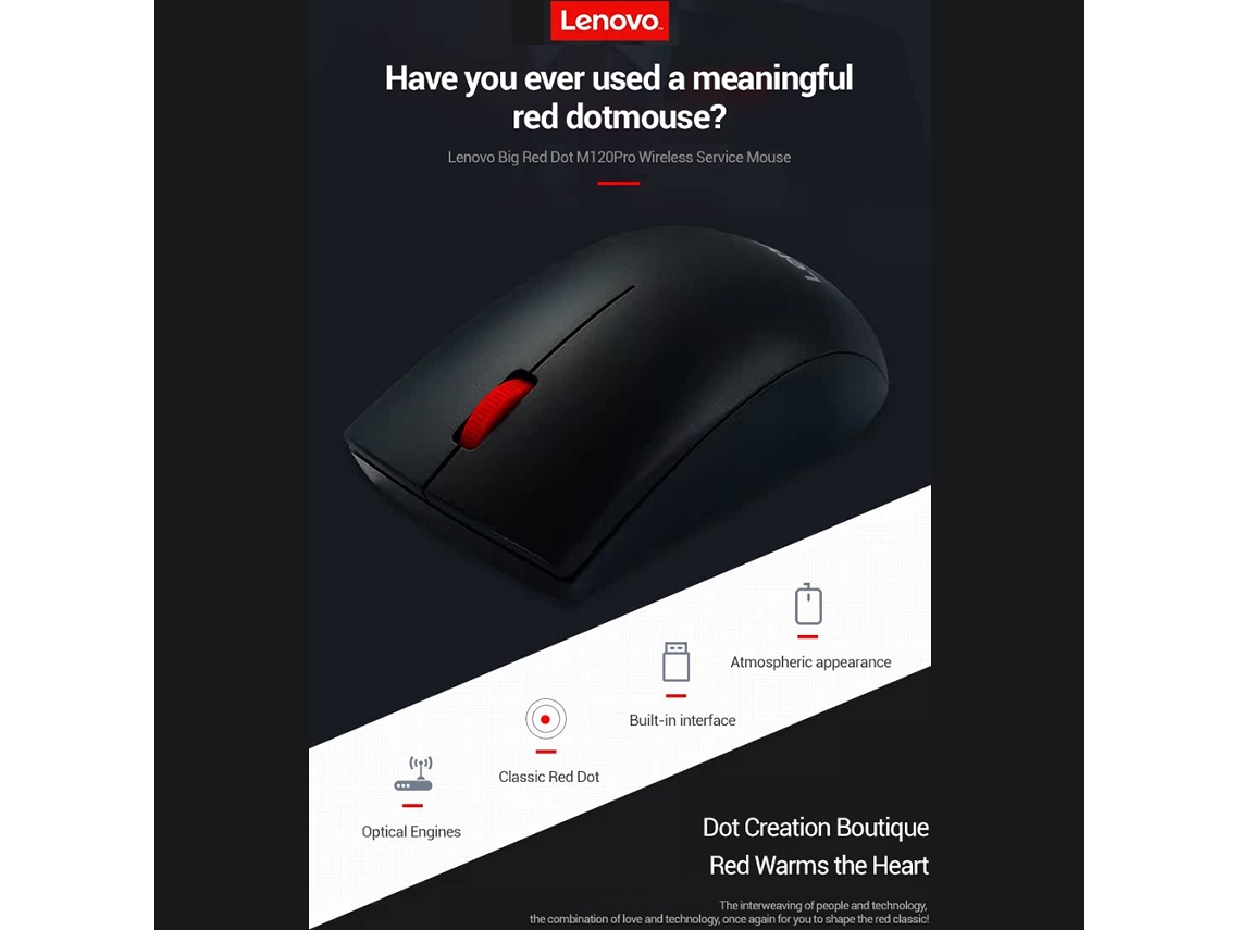 Ratón Inalámbrico Lenovo M120pro, 1000 Dpi, Plug And Play Preciso, Diseño Ergonómico Para Pc Portátil
