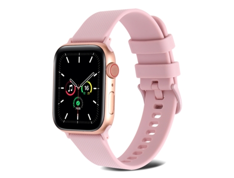Correa de reloj de silicona de tejido liso para Apple Watch Series 9, 8 y 7 41 mm / SE 3 y SE 2, 6 y SE y 5 y 4 40 mm / 3 y 2 y 1 38 mm (rosa)