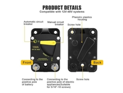 Disyuntor De Reinicio Manual Automático De 12 V A 48 V Cc Para Vehículos Recreativos, Embarcaciones, Motores Y Sistemas De Energía Solar, 150 A