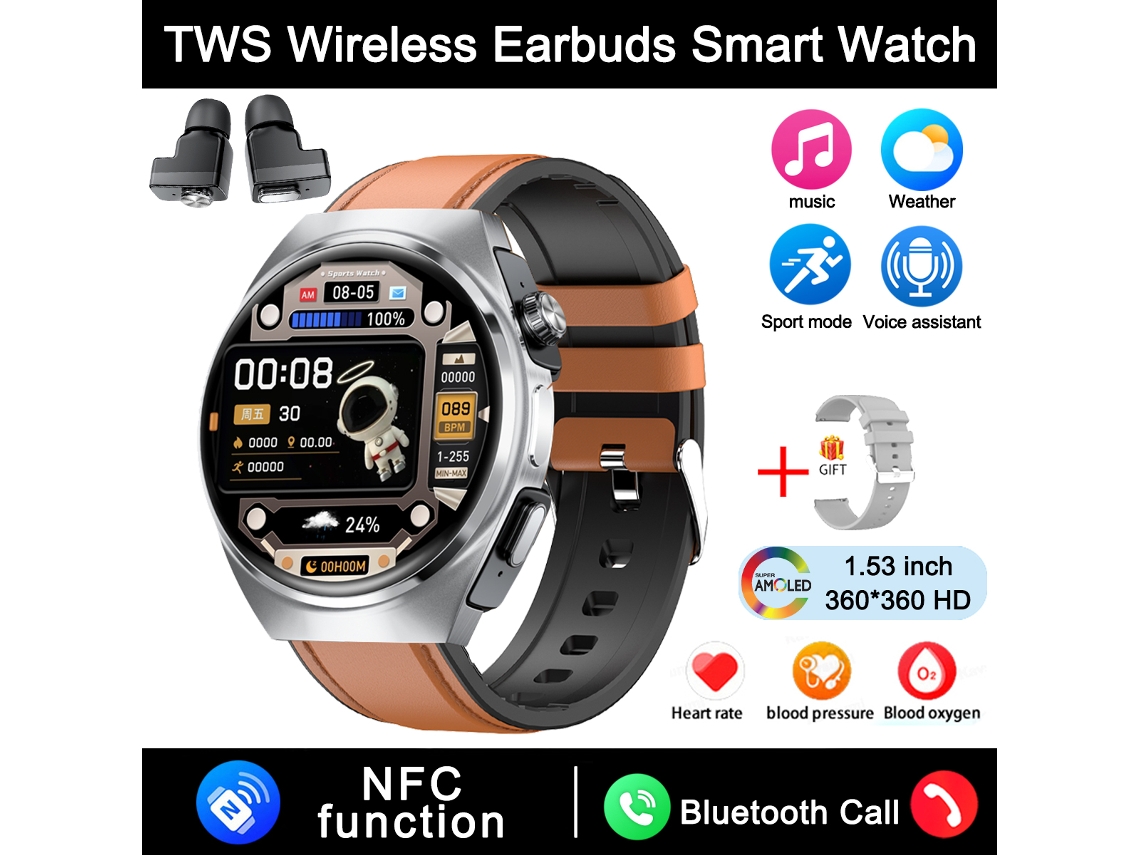 Nuevo reloj inteligente NFC con auriculares TWS integrados para hombre, pantalla de alta definición Mdug