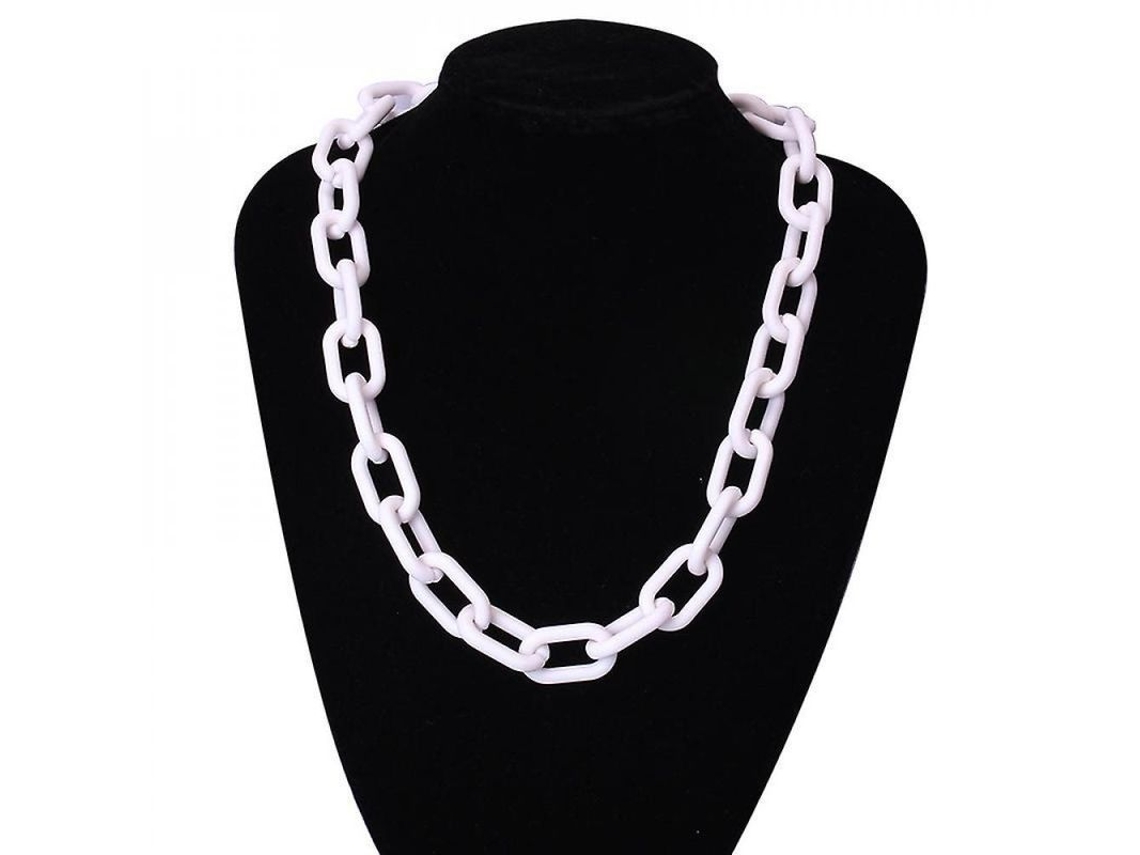 Pendientes De Collar De Acrílico Geométrico Exagerado Para Mujer 24 Pulgadas Vio Blanco